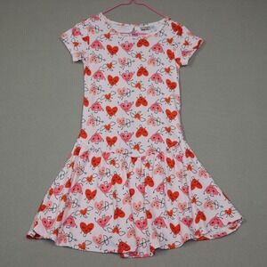 Dot Dot Smile Little Girls Flapper Dress - Pink Cupid Hearts‎ - Size 5/6